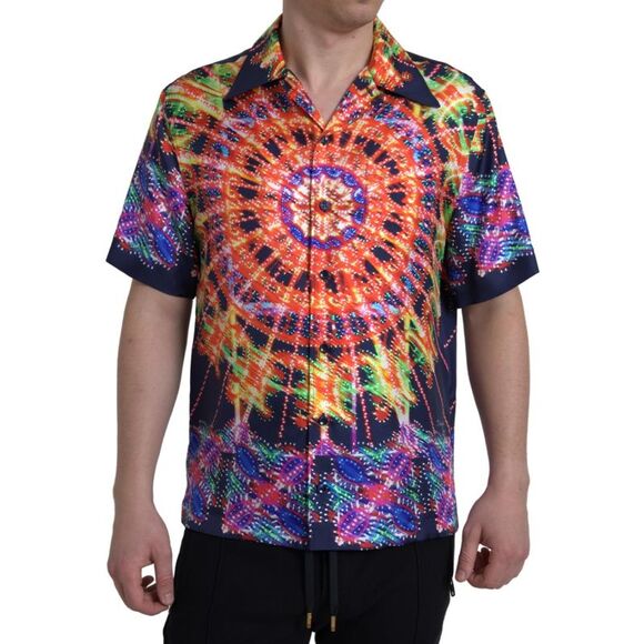 Dolce & Gabbana Multicolor Luminarie Print Men Shirt Men's Silk